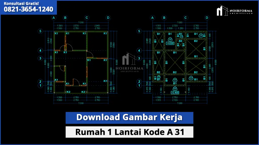 Gambar Kerja Rumah 1 Lantai